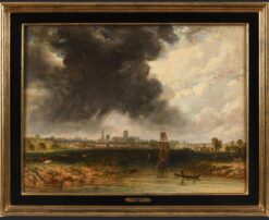 1830's English Oil Storm Clouds Norfolk Landscape Norwich Cathedral River Yare