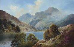 Fine Scottish Highlands Oil Painting, Majestic Highland Loch Scene, signed oil