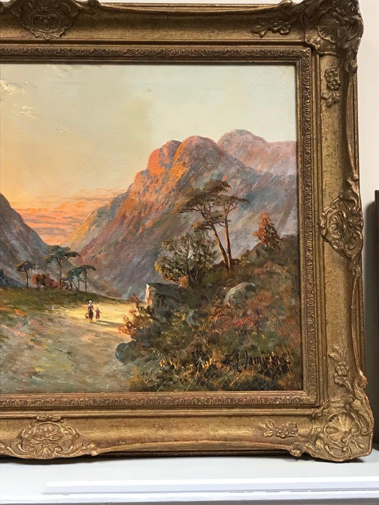 F E Jamieson Highland Glen Sunset Oil Painting Mother Child Returning Home - Image 5