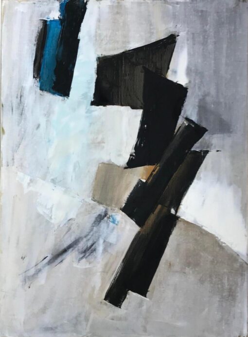 Huge French Abstract Oil Painting Cubist Composition Muted Colors