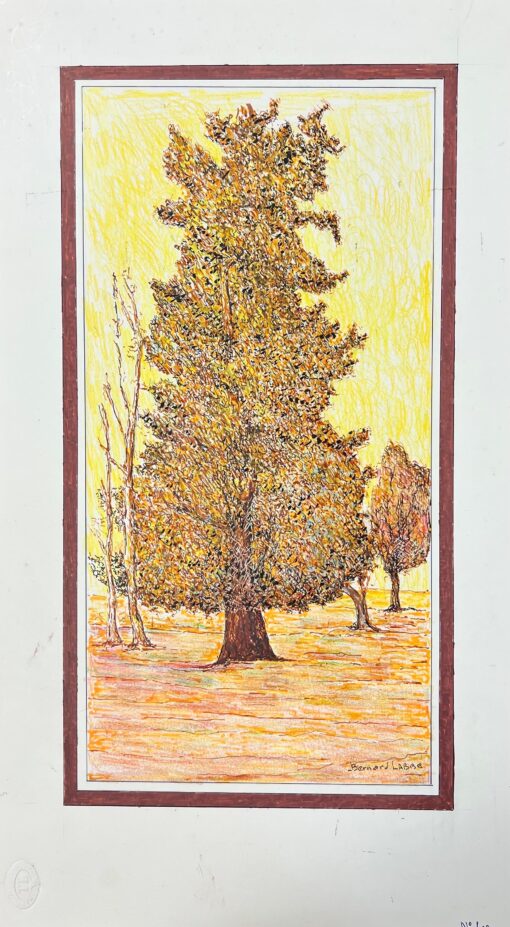 1950's Modernist/ Cubist Painting - French Autumn Tree Landscape