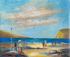 Elegant Figures Enjoying A Day At A French Beach