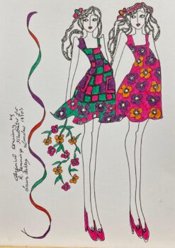 Original Fashion Design Illustration Watercolor Painting Laura Ashley Designer