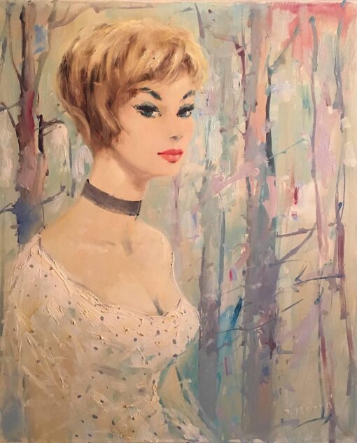 Large Portrait of Young French Girl, Signed Impressionist Oil