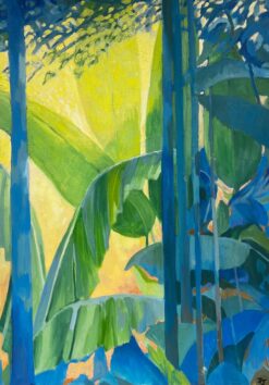 Large Contemporary British Painting Stunning Garden Conservatory Plants Interior