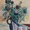 Vintage French Signed Oil Thick Impasto Paint Still Life Flowers