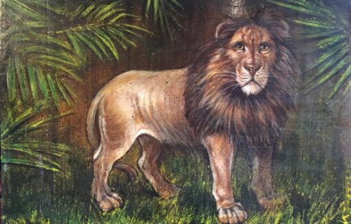 King of the Jungle, Large Impressionist Oil Painting of a Lion