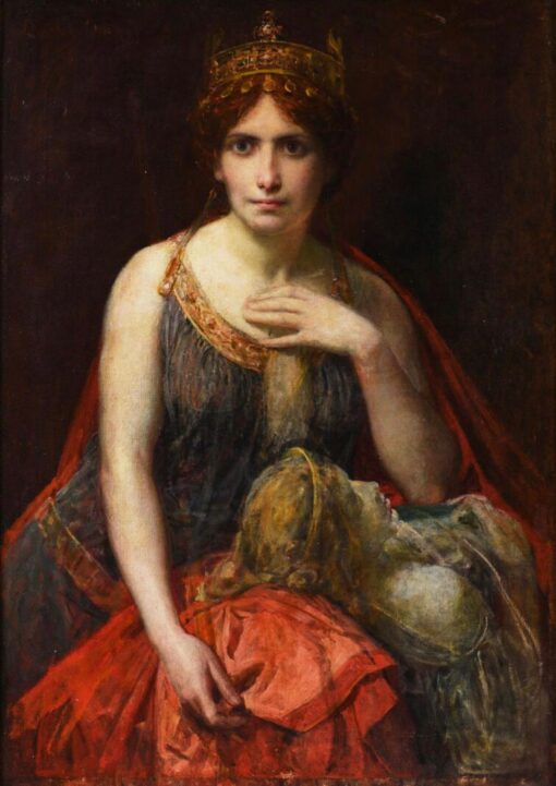 Fine 1800-1899 French Symbolist Oil Painting Portrait of Mythological Queen