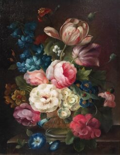 Multi Coloured Floral Bouquet, Still life Signed Oil Painting