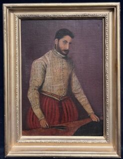Italian Renaissance Gentleman Portrait of a Tailor Antique Oil Painting