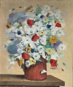 Mid 1900-1999 Large French Signed Oil Painting - Summer Flowers in Vase
