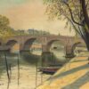 Le Pont Marie Paris, Tranquil River Seine View, signed & dated 1946 French Oil