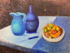 Blue Interior Still Life with Fruit