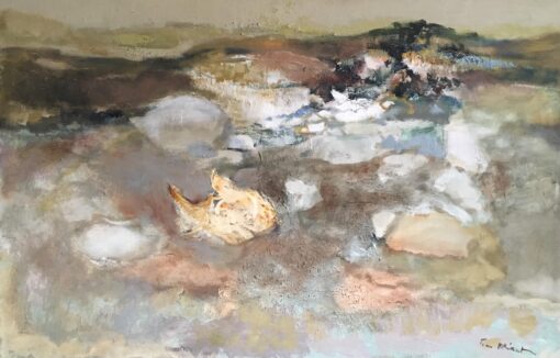 Neutral Abstract, Muted Colours, Signed Oil Painting