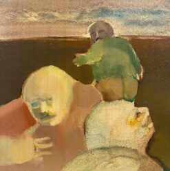 Large French Surrealist Oil Painting Male Figurative Scene