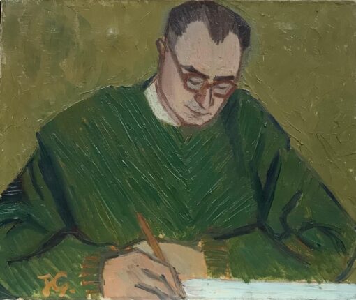 Mid 1900-1999 French Post-Impressionist Oil - Portrait of Man Writing at Desk