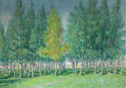 Very Large 1930's French Impressionist Signed Oil - Avenue of Green Wispy Trees