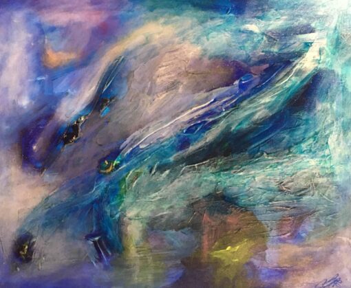 Large Abstract Oil Painting, Signed.