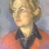 AKOS BIRO (HUNGARIAN 1911-2002) EXPRESSIONIST OIL PORTRAIT LADY IN RED - SIGNED