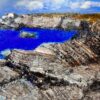 Large Modern French Abstract Seascape Landscape  Blue Seas Rocky Coast, signed