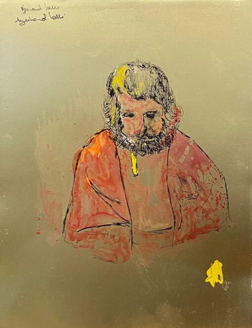 1950's Modernist Painting  -  Portrait Of Figure On Gold