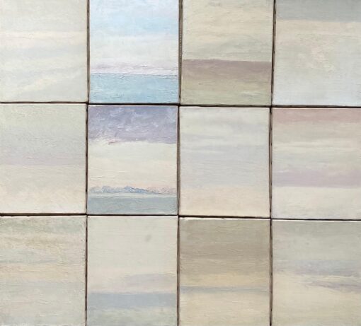 SET OF 12 OIL PAINTINGS - Mid 1900-1999 French Impressionist Sky Clouds