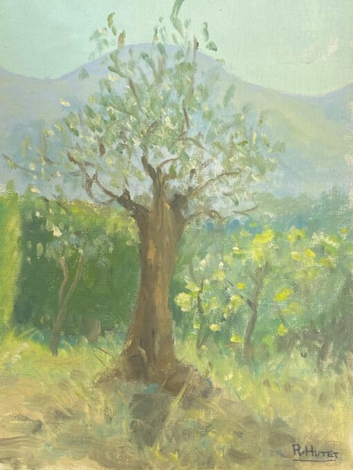 1900-1999 French Impressionist Oil Golden Provence Landscape & Tree