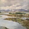 Cloudy Irish Mountains and Estuary, Impressionist Oil, Signed