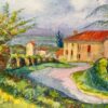 1940's Provence French House Painting  Landscape - Post Impressionist artist