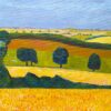 Golden Fields Abstract British Landscape Acrylic Painting