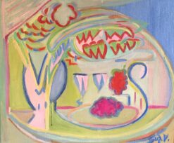 'Verni' Colourful 1970s Abstract Oil Painting