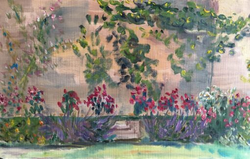 Colourful Spring Garden, French Original Oil Painting