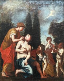 FINE 1700 - 1799 ITALIAN OLD MASTER OIL ON CANVAS - THE BATHING OF BATHSHEBA