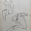 Mid 1900-1999 French Original Line Drawing sketch Nude Lady - Stamped