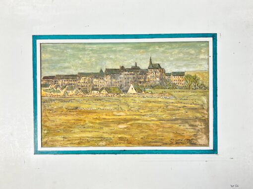 1950's Modernist/ Cubist Painting - French Green Landscape
