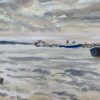 Mid 20th C. Irish Artist Watercolor Painting of Quiet Coastal Sea Southampton