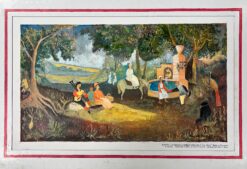 1950's Modernist/ Cubist Painting - Busy Figures In Forest