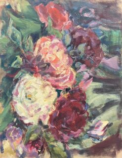 1900-1999 German Modernist Oil Painting Still Life of Colorful Flowers