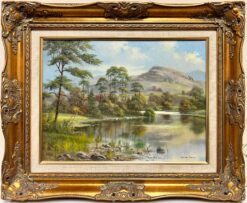 Beautiful Scottish Highland Loch Scene Signed Original British Oil Painting