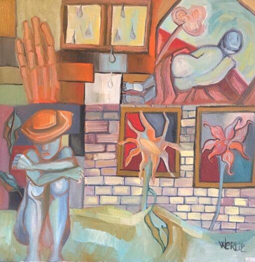 "Contretemps" French Abstract, Original Oil Painting, Signed and Dated