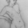 Mid 1900-1999 French Charcoal Drawing - Portrait of a Standing Nude Women