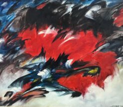 Impressive & large 1900-1999 French Abstract Signed Painting  - Red & Black