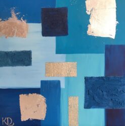Cubist Sea Blue Oil Painting, British Artist