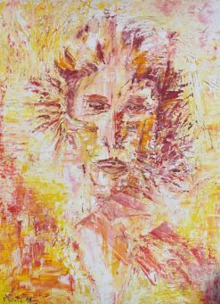 1900-1999 Original French Signed Expressionist Oil Painting - Abstract Face