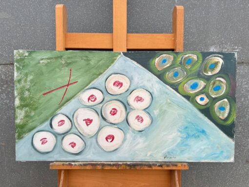 French 1900-1999 Oil Abstract Geometric Exploration Waterlily Pads