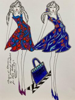 Original Fashion Design Illustration Watercolor Painting Laura Ashley Designer