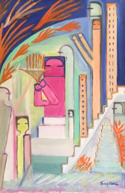 'Ville' Abstract Surrealist Oil Painting, Signed