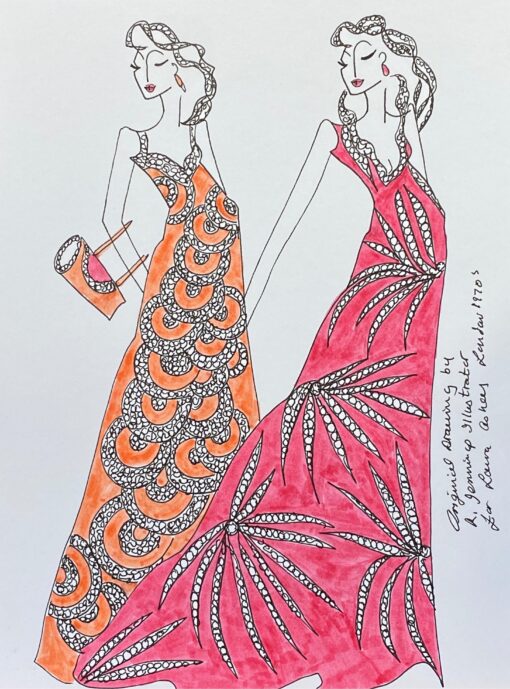 Original Fashion Design Illustration Watercolor Painting Laura Ashley Designer
