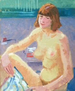 Casual Nude Portrait, British Impressionist Oil Painting