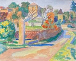 1940's Provence Painting French Pathway Landscape  - Post Impressionist artist